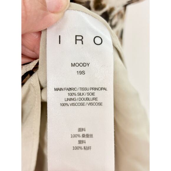 IRO Moody Leopard Print Silk High Rise Ruffled Mini Skirt Ecru Women's 38 / 6 - Picture 5 of 5